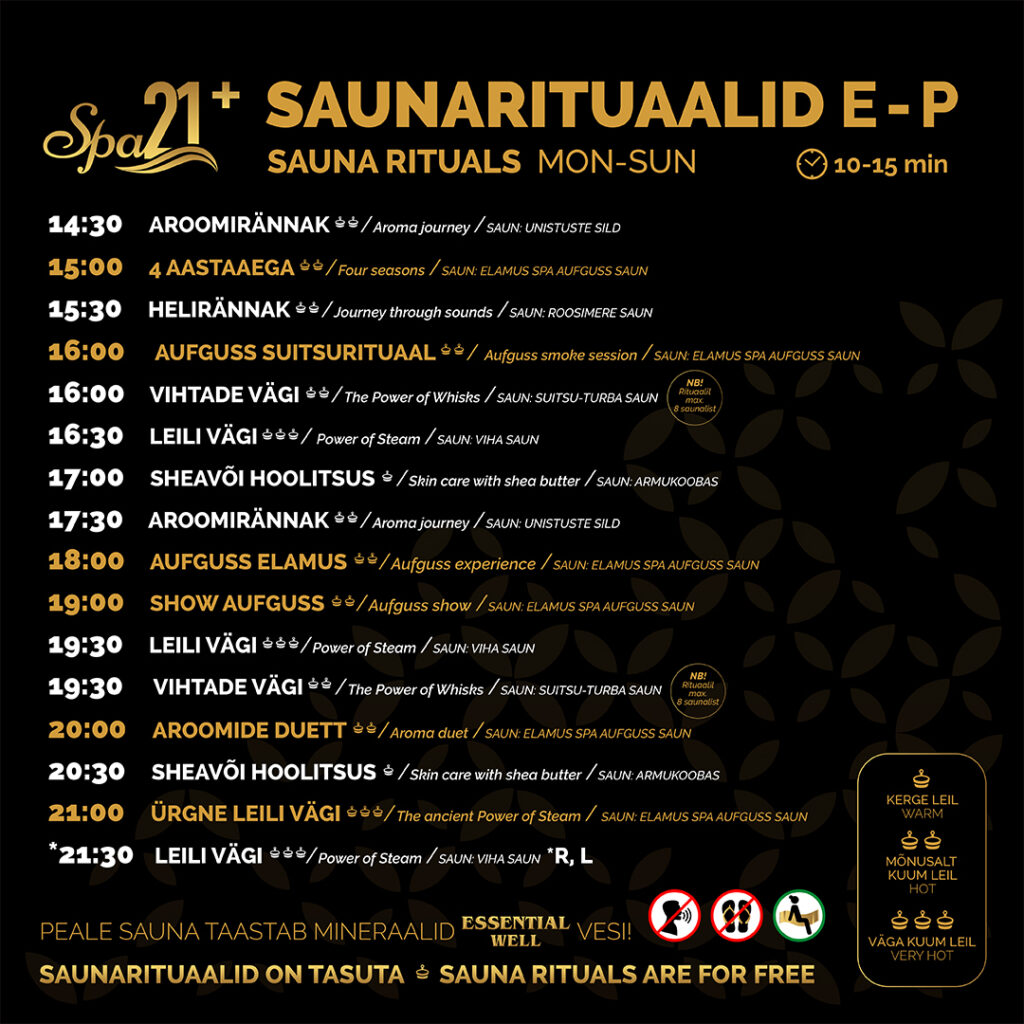 Saunarituaalid ajakava 21